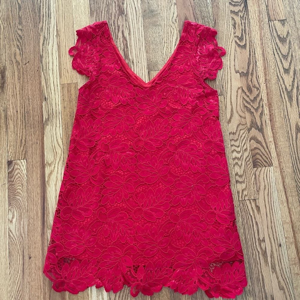 Red  Lace Mini Dress